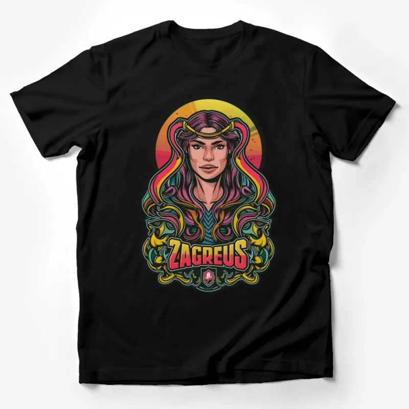 Colorful Zagreus Inspired Graphic T-Shirt, Vibrant Art Print, Retro Style Unisex Tee Male T-Shirt