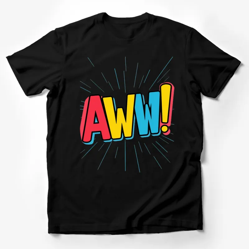 Retro Comic Book Style AWW! Exclamation T-Shirt, Colorful Graphic Tee, Unisex Fashion Male T-Shirt