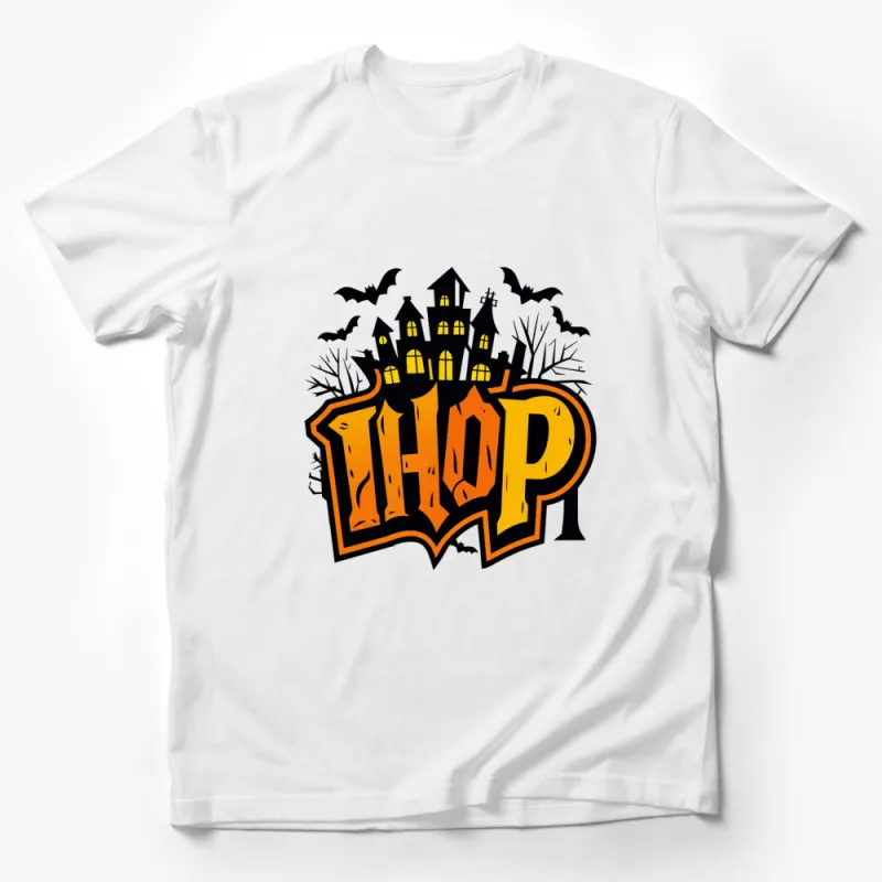 Spooky Halloween IHOP Parody T-Shirt, Funny Haunted House Graphic Tee, Unisex All Sizes Male T-Shirt