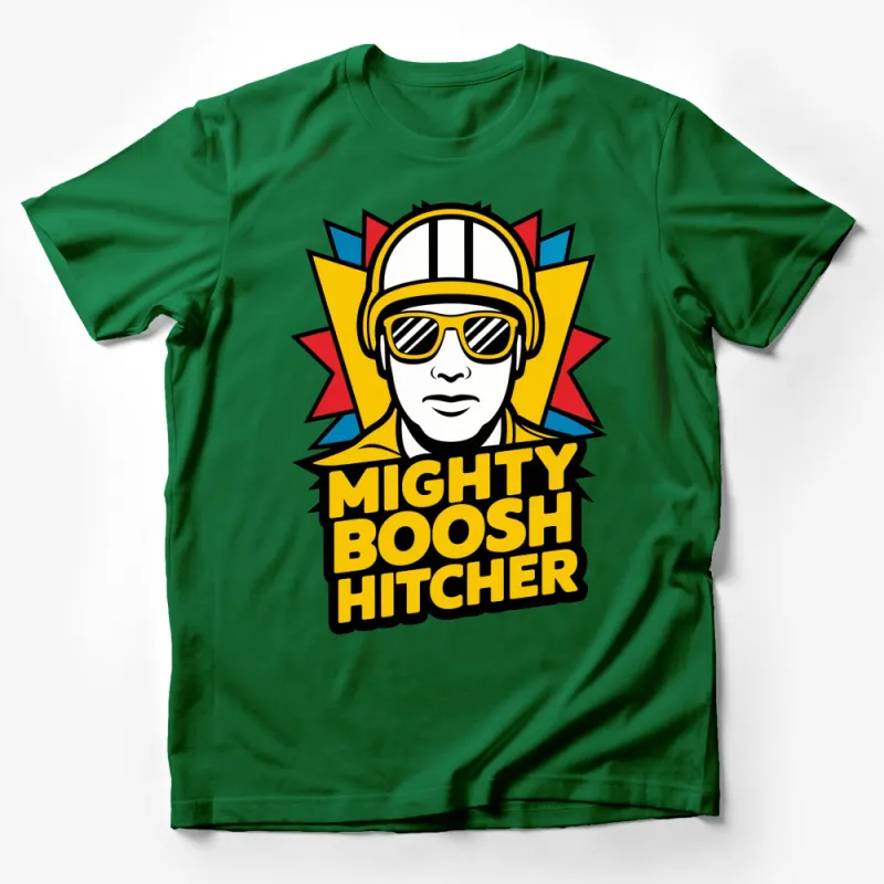 Vibrant Pop Art T-Shirt, Mighty Boosh Hitcher, Colorful Graphic Tee, Unique Unisex Apparel Male T-Shirt