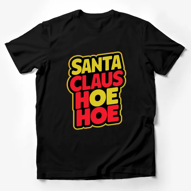 Santa Claus Hoe Hoe Fun Christmas T-Shirt, Colorful Holiday Tee, Xmas Party Wear Male T-Shirt