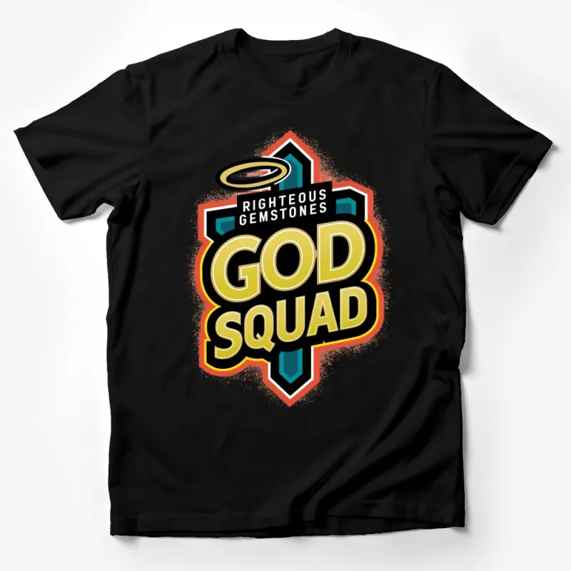 Righteous Gemstones God Squad Graphic T-Shirt, Angelic Halo Bold Typography, Faith Inspired Tee Male T-Shirt