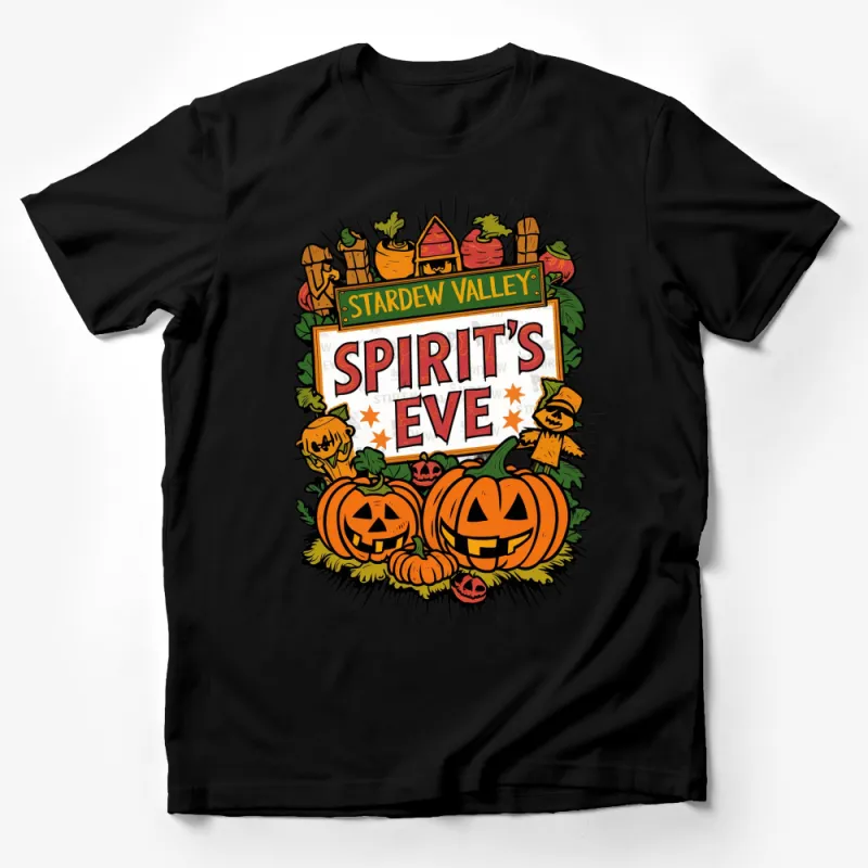 Stardew Valley Spirit's Eve Pumpkin Festival T-Shirt, Halloween Game Merchandise, Fun Fall Apparel Male T-Shirt