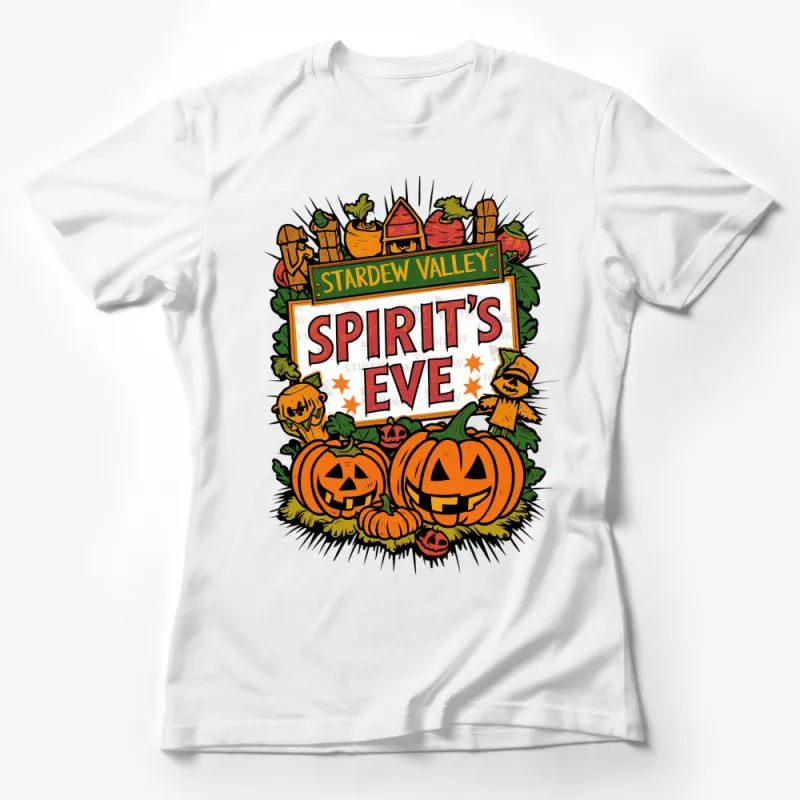 Stardew Valley Spirit's Eve Pumpkin Festival T-Shirt, Halloween Game Merchandise, Fun Fall Apparel Female T-Shirt