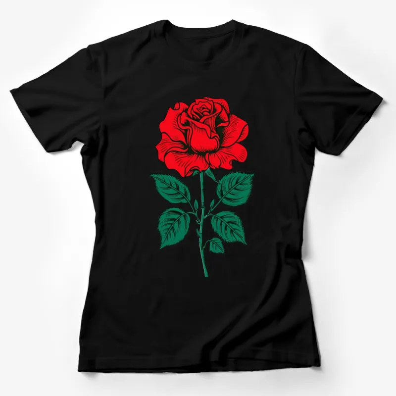 Vibrant Red Rose Graphic T-Shirt, Floral Print Tee, Botanical Fashion, Unisex Cotton Shirt Female T-Shirt