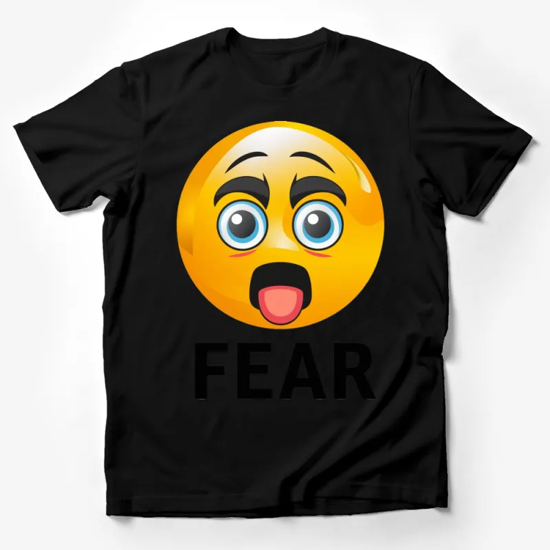 Cute Emoji T-Shirt, Fear Expression Cartoon, Unisex Graphic Tee for All Ages Male T-Shirt