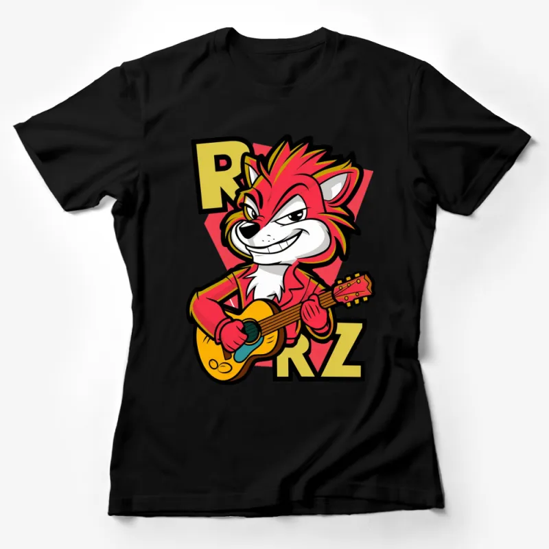 Cool Rock Fox T-Shirt, Red Fox Playing Guitar, Unisex Graphic Tee, Music Lover Gift Female T-Shirt