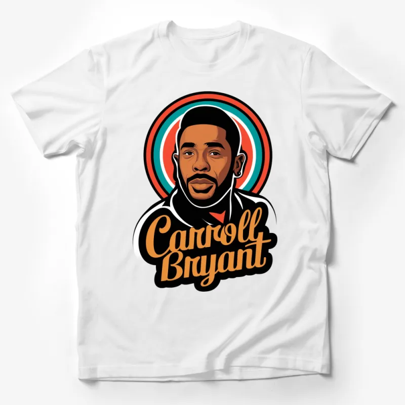 Retro Style Carroll Bryant Portrait T-Shirt, Colorful Pop Art Graphic Tee, Unique Music Artist Inspired Design Male T-Shirt