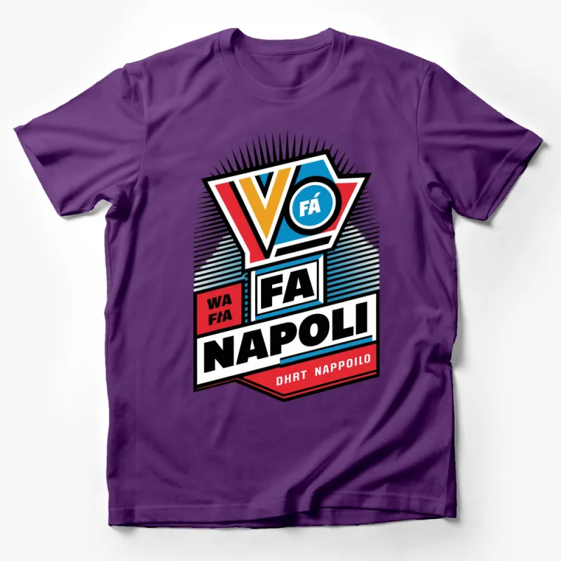 Vintage Style Napoli T-Shirt, Colorful Retro Italian VFA Design Tee, Unique Graphic Shirt Male T-Shirt