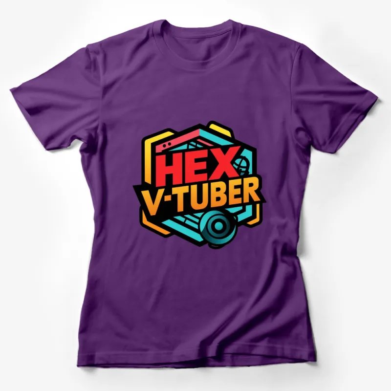 Colorful Hex V-Tuber Logo Graphic T-Shirt, Stylish Gamer Gear, Unisex Tee Female T-Shirt