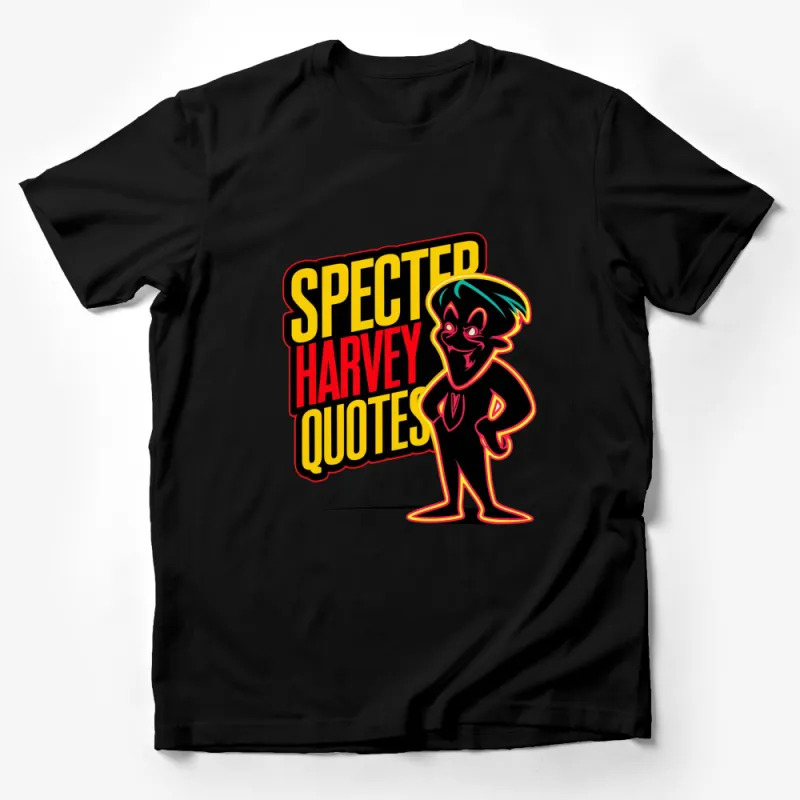 Neon Specter Harvey Quotes Black T-Shirt, Bright Colorful Pop Art Style, Unique Graphic Tee for All Male T-Shirt