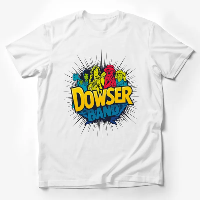 Dowser Band Retro Music T-Shirt, Colorful Graphic Tee, Vintage Style Concert Wear Male T-Shirt