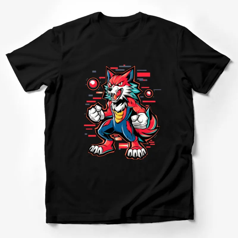 Cool Red Fox Graphic T-Shirt, Vibrant Comic Style Fox Design, Trendy Animal Tee Male T-Shirt