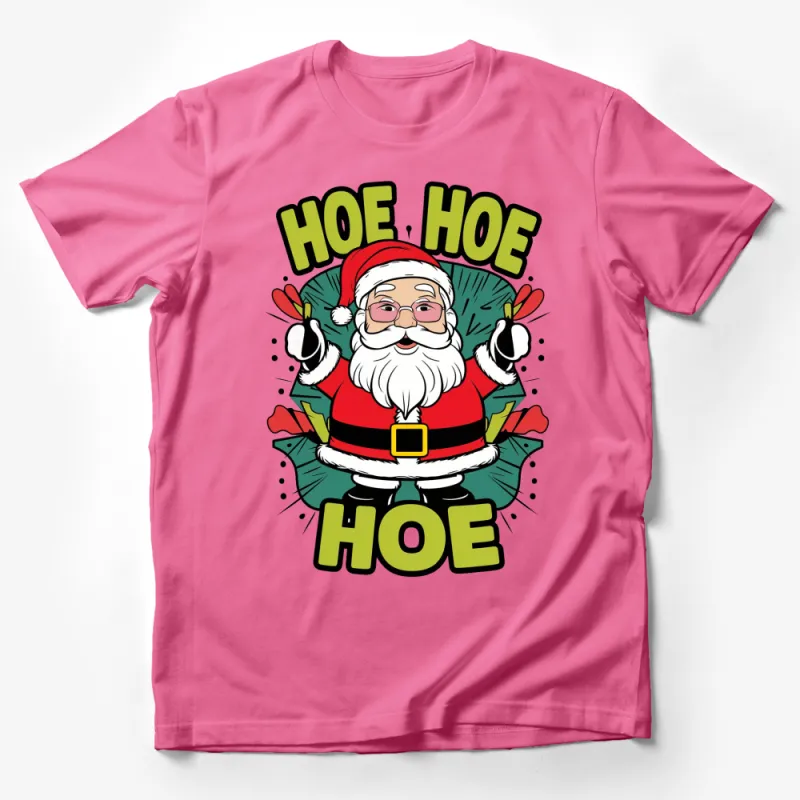 Funny Santa Claus T-Shirt, Christmas Holiday Tee, Hoe Hoe Hoe, Festive Cheer Apparel Male T-Shirt