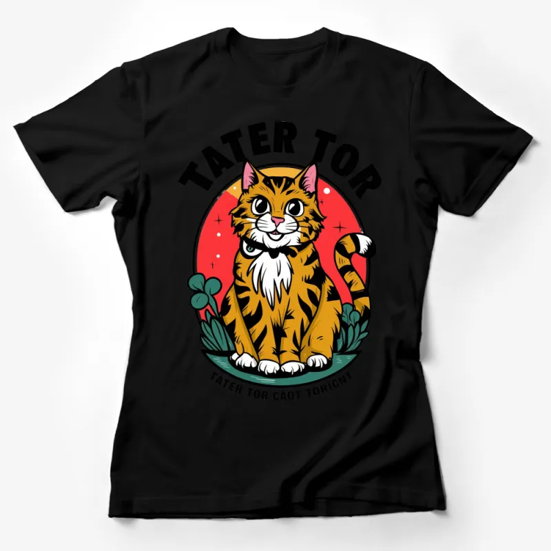 Tater Tot Cat T-Shirt, Whimsical Kitty Graphic Tee, Orange Tabby Cat Lovers Apparel Female T-Shirt