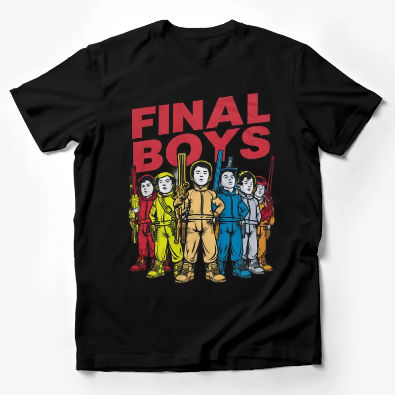 Colorful Final Boys Comic Style Graphic Tee, Bold Character Design T-Shirt, Unisex Fashion Male T-Shirt