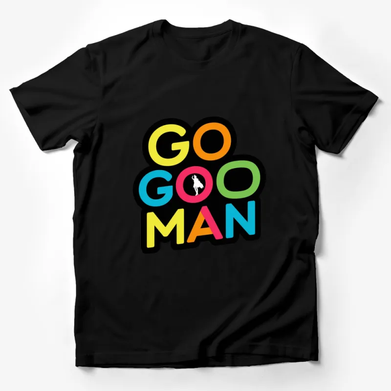 Colorful Go Go Man Graphic T-Shirt, Unisex Bold Statement Fashion Tee, Casual Trendy Streetwear Top Male T-Shirt