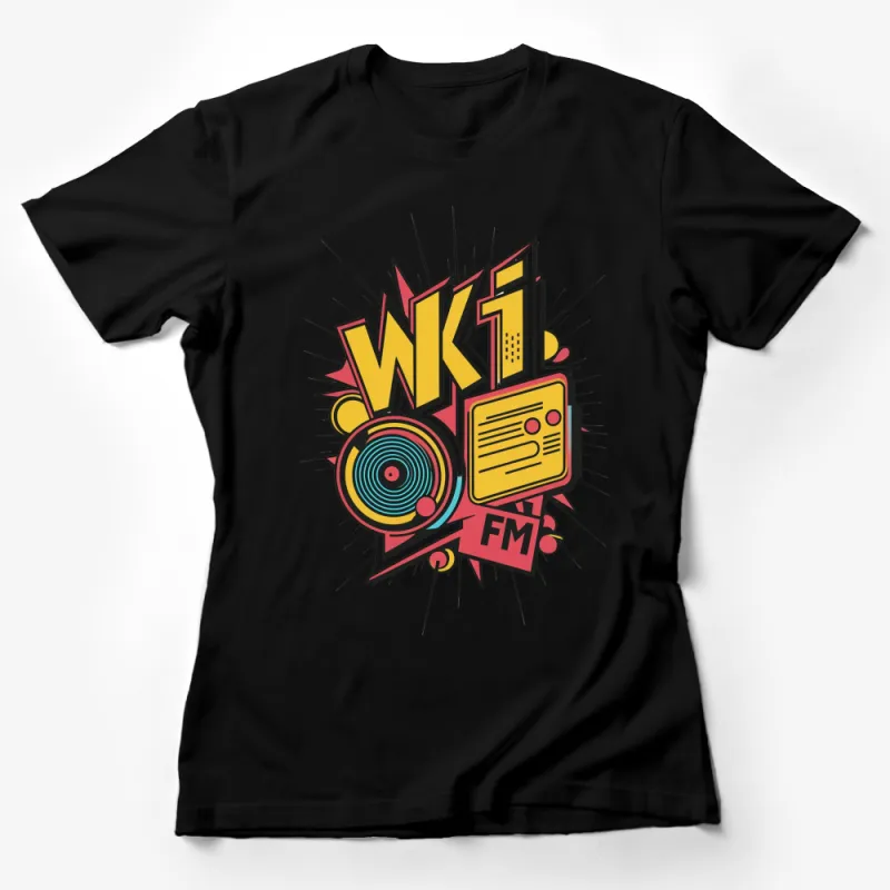 Retro WK1 FM Radio Boombox Graphic T-Shirt, Colorful Vintage Style Tee, Unisex Casual Wear Female T-Shirt