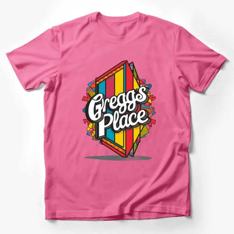 Colorful Gregg's Place Cube Logo Graphic T-Shirt, Vibrant Unisex Tee Male T-Shirt