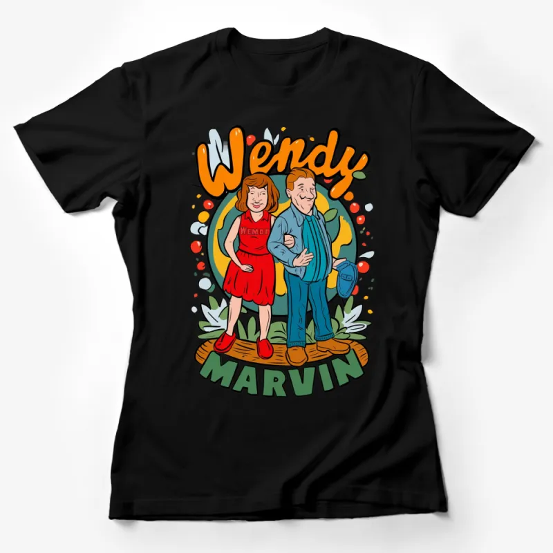 Personalized Wendy and Marvin Retro Cartoon T-Shirt, Custom Vintage Style Tee, Graphic 90s Nostalgia Top Female T-Shirt