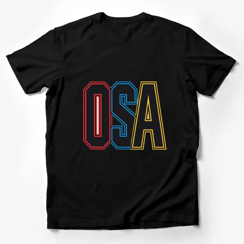 Retro USA Letter Print T-Shirt, Bold Colorblock Unisex American Pride Tee Male T-Shirt