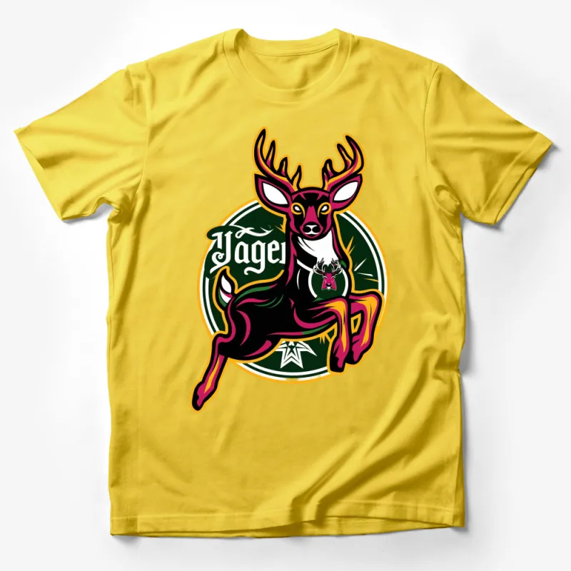 Vintage J?ger Deer Graphic T-Shirt, Retro Hunting Inspired, Outdoor Lifestyle Casual Wear Male T-Shirt