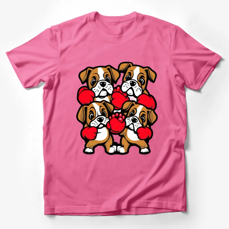 Cute Bulldog Puppy T-Shirt, Funny Dog Lover Gift, Red Santa Hats, Holiday Apparel Male T-Shirt