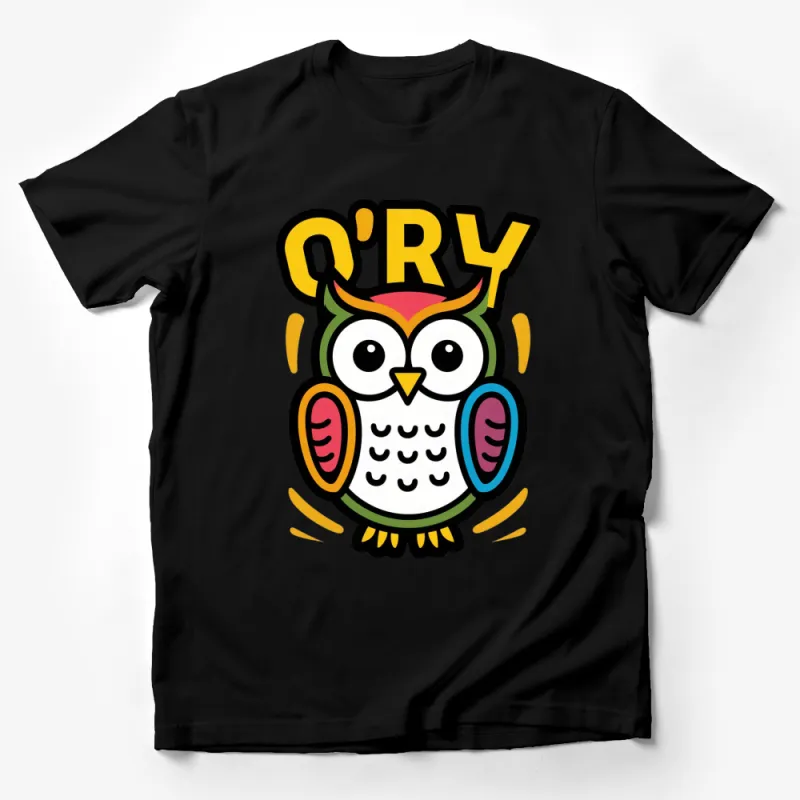 Colorful Pop Art Owl T-Shirt, Fun Cartoon Owl Graphic Tee, Vibrant Unisex Owl Shirt Male T-Shirt