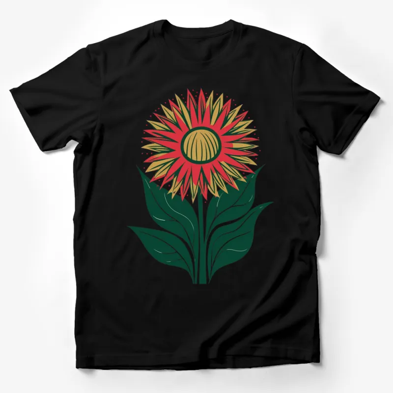 Vibrant Sunflower Graphic T-Shirt, Artistic Floral Design, Perfect Summer Top Male T-Shirt