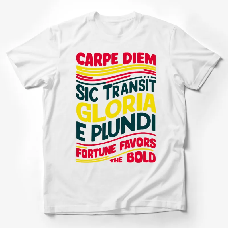 Carpe Diem Sic Transit Gloria Graphic T-Shirt, Bold Colorful Latin Phrases Tee, Inspirational Quote Shirt Male T-Shirt