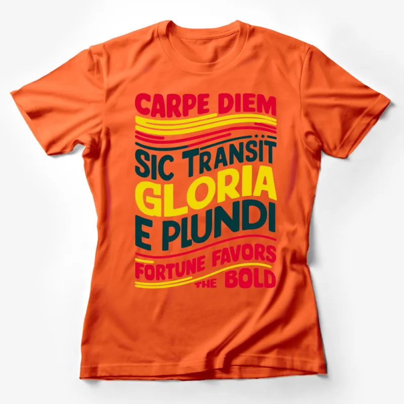 Carpe Diem Sic Transit Gloria Graphic T-Shirt, Bold Colorful Latin Phrases Tee, Inspirational Quote Shirt Female T-Shirt