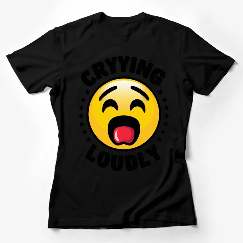 Crying Loudly Emoji T-Shirt, Yellow Face Emoji, Unisex Tee, Fun Graphic Tee, Casual Wear, Gift Idea Female T-Shirt