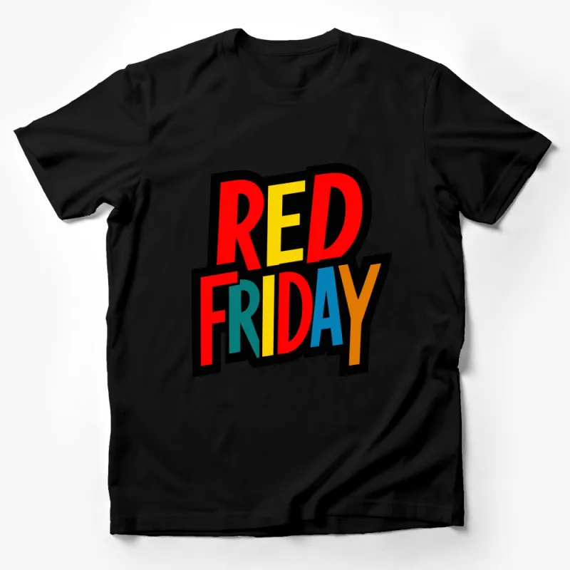 Red Friday Bold Colorful Text Graphic T-Shirt, Trendy Casual Streetwear, Unisex Tee Male T-Shirt