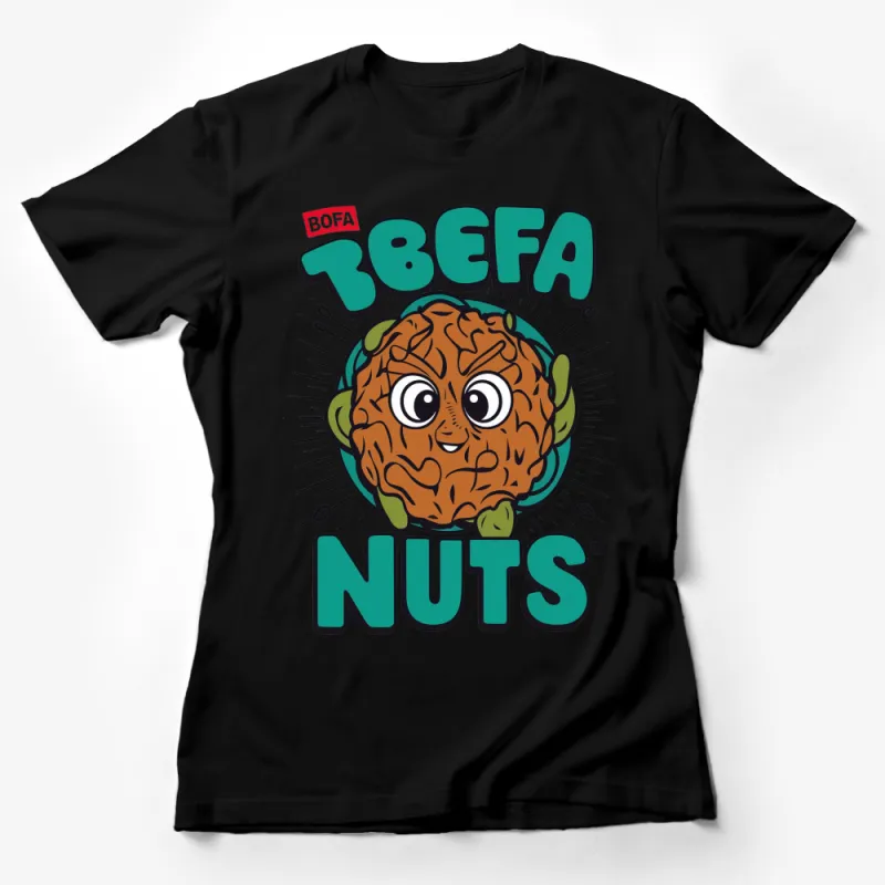 Funny Walnut Character T-Shirt, BOFA Nuts Graphic Tee, Unisex Casual Shirt Female T-Shirt