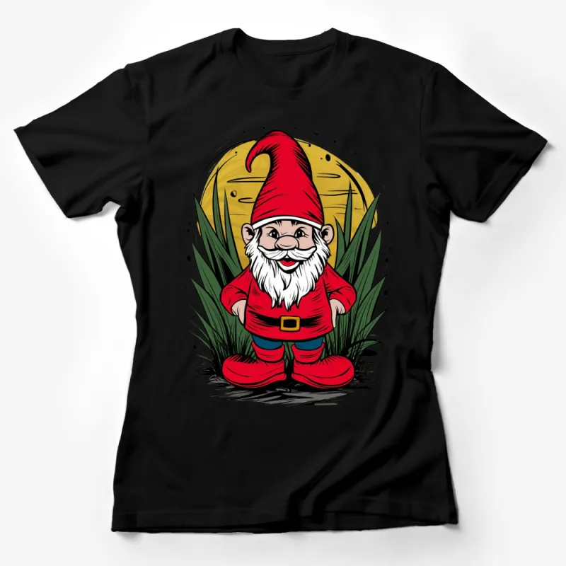 Whimsical Garden Gnome T-Shirt, Fun Gnome and Moon Graphic Tee, Gift for Garden Lovers Female T-Shirt