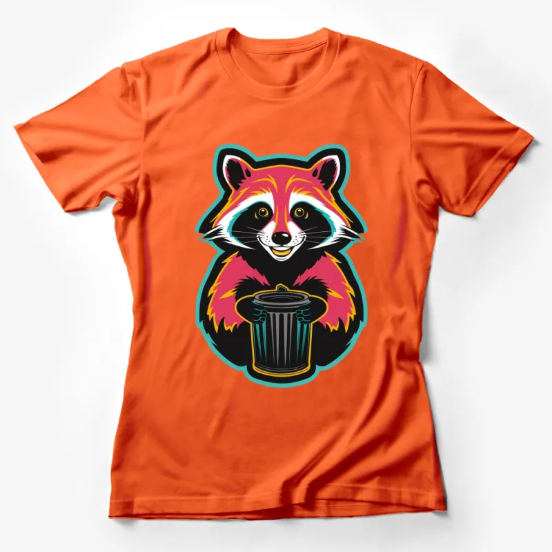 Colorful Cartoon Raccoon T-Shirt, Cute Animal Graphic Tee, Vibrant Casual Wear for All Ages Female T-Shirt