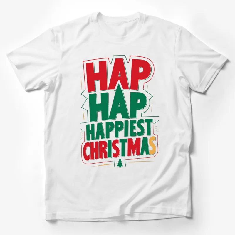 Happiest Christmas Holiday Festive T-Shirt, Colorful Graphic Tee, Family Xmas Party Top Male T-Shirt