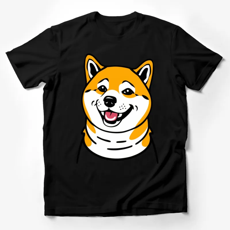 Cute Shiba Inu Dog Smile Graphic T-Shirt, Happy Dog Lover Tee, Unisex Casual Shirt for Pet Owners Male T-Shirt