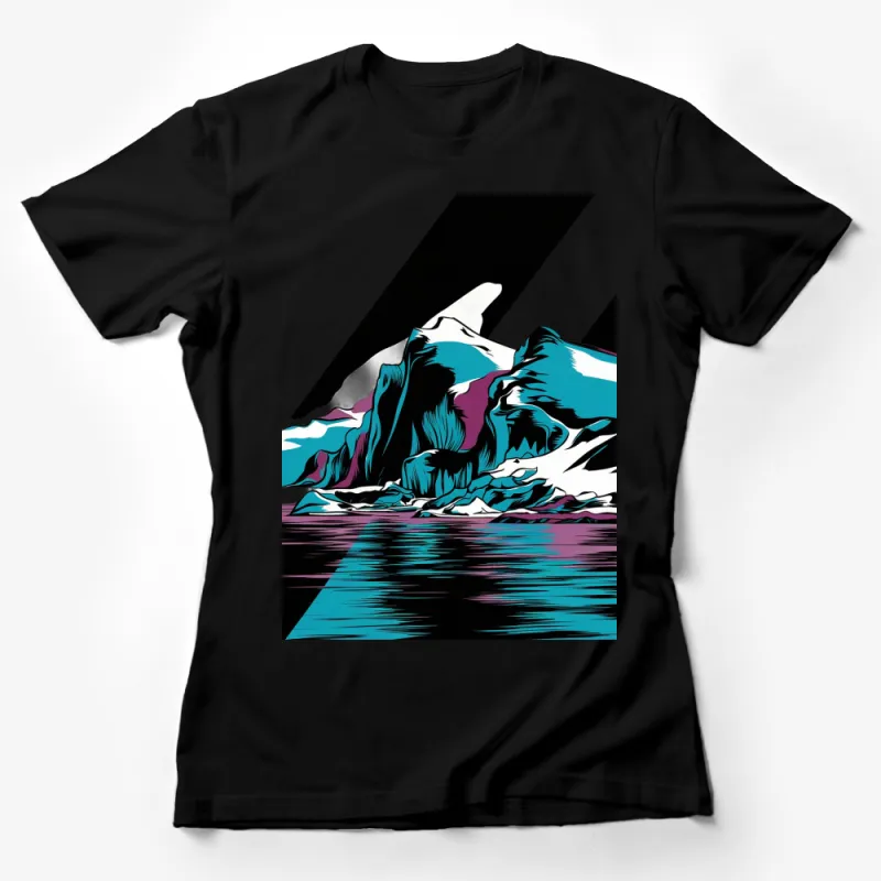 Abstract Mountain Landscape T-Shirt, Colorful Nature Graphic Tee, Stylish Outdoor Adventure Top Female T-Shirt