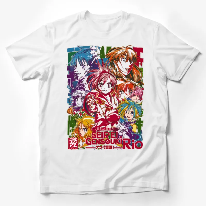 Anime Poster Style T-Shirt, Vintage Japanese Manga Characters Tee, Colorful Graphic Unisex Shirt Male T-Shirt