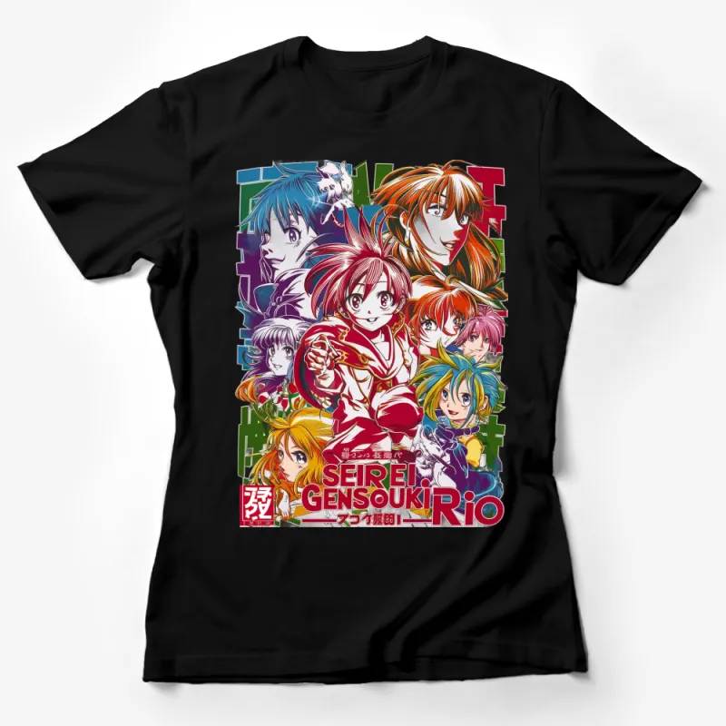 Anime Poster Style T-Shirt, Vintage Japanese Manga Characters Tee, Colorful Graphic Unisex Shirt Female T-Shirt