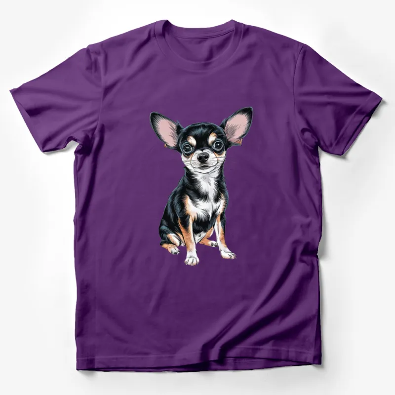 Cute Chihuahua Graphic T-Shirt, Adorable Dog Lover Tee, Detailed Chihuahua Print Top, Unisex Male T-Shirt