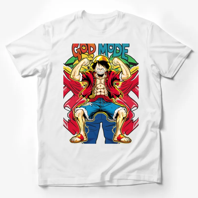 Anime Inspired God Mode Graphic T-Shirt, Colorful Manga Character Design, Unique Gift Male T-Shirt