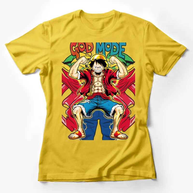 Anime Inspired God Mode Graphic T-Shirt, Colorful Manga Character Design, Unique Gift Female T-Shirt