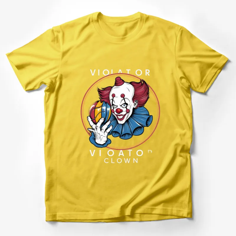 Clown Graphic T-Shirt, Colorful Circus Performer Clown Art, Classic Creepy Clown with Ball Design Male T-Shirt