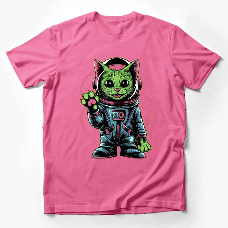 Cute Astronaut Cat T-Shirt, Colorful Cosmic Kitty with Headphones Graphic, Unisex Tee for All Ages Male T-Shirt