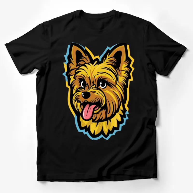 Cute Yorkie Dog T-Shirt, Colorful Cartoon Yorkshire Terrier Tee, Pet Lover Gift, Unisex Graphic Shirt for All Ages Male T-Shirt