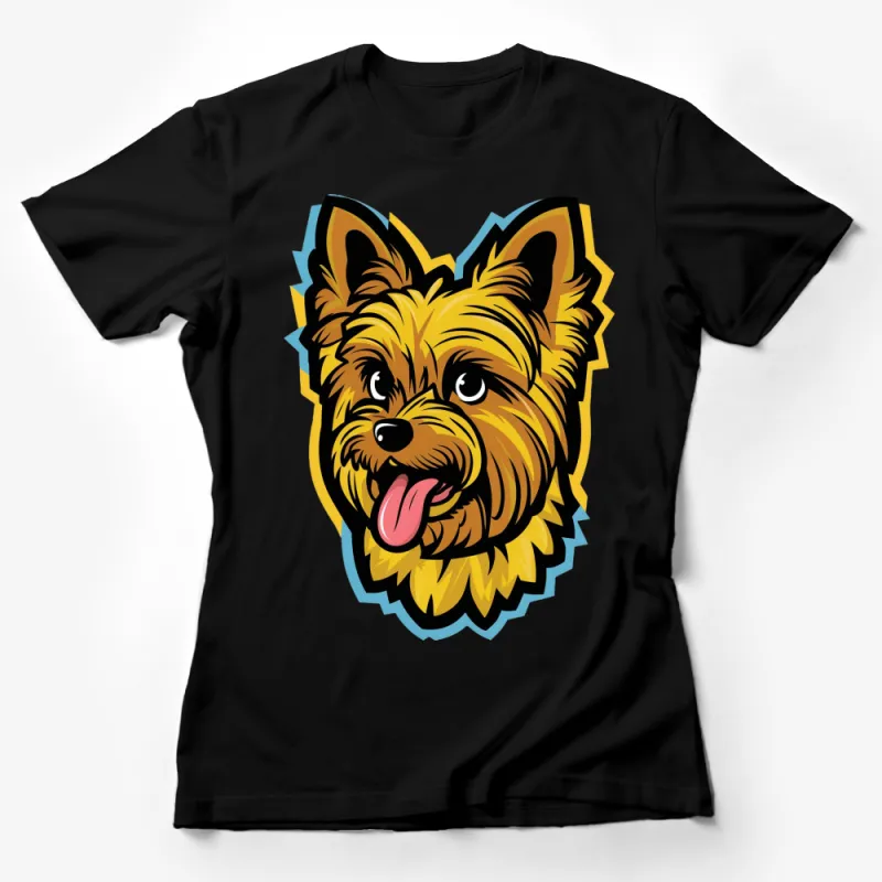 Cute Yorkie Dog T-Shirt, Colorful Cartoon Yorkshire Terrier Tee, Pet Lover Gift, Unisex Graphic Shirt for All Ages Female T-Shirt