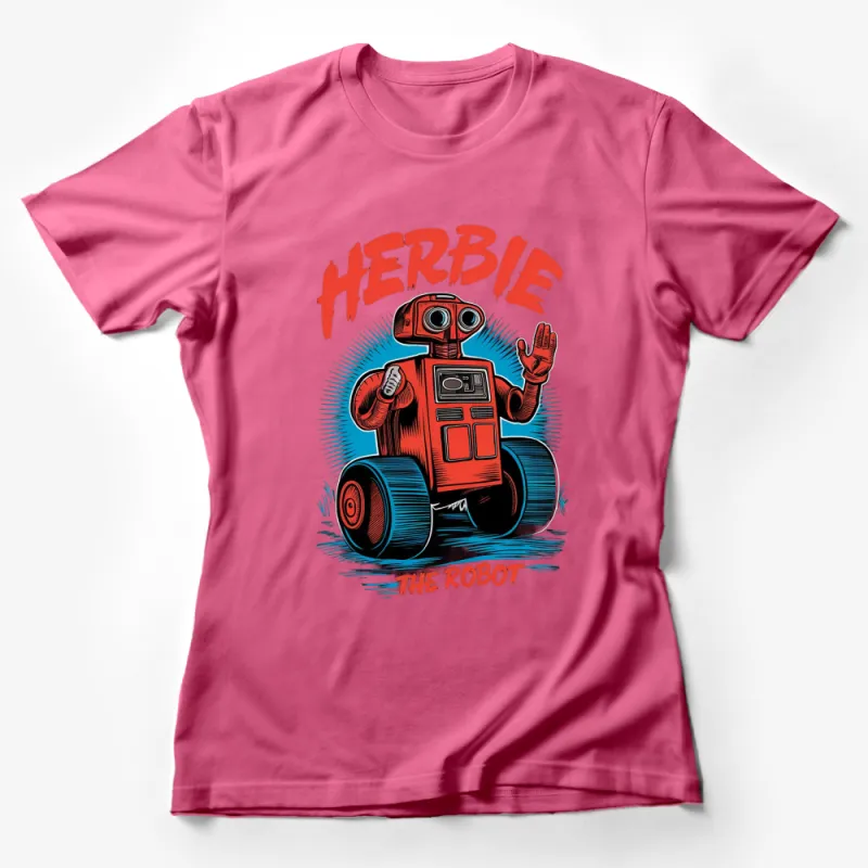 Retro Herbie The Robot Graphic T-Shirt, Vintage-Inspired Robot Design, Men's and Women's Tee Female T-Shirt