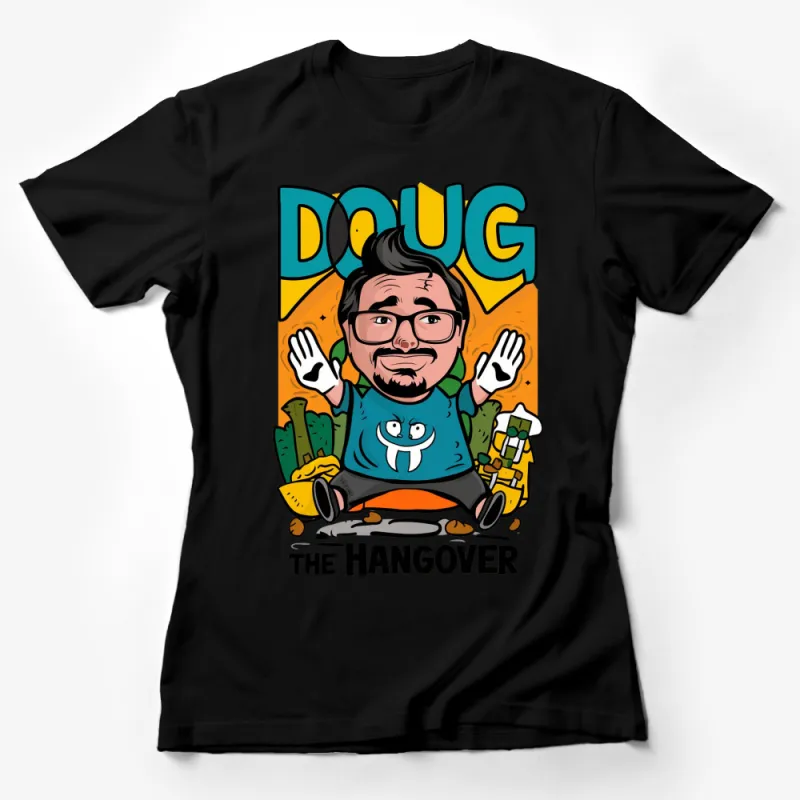 Doug Cartoon Character Hangover T-Shirt, Colorful Graphic Tee, Men's Fashion Top, Gift Idea Female T-Shirt